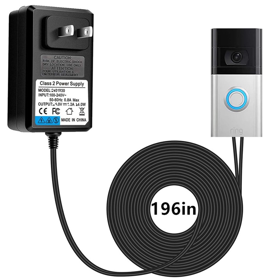 18V Video doorbell Power Adapter for Video Doorbell, Ring Video Doorbell Pro and Ring Video Doorbell 2,Transformer Compatible with Zmodo Smart Doorbell and Nest Hello Doorbell(16.5Ft Cord Black)