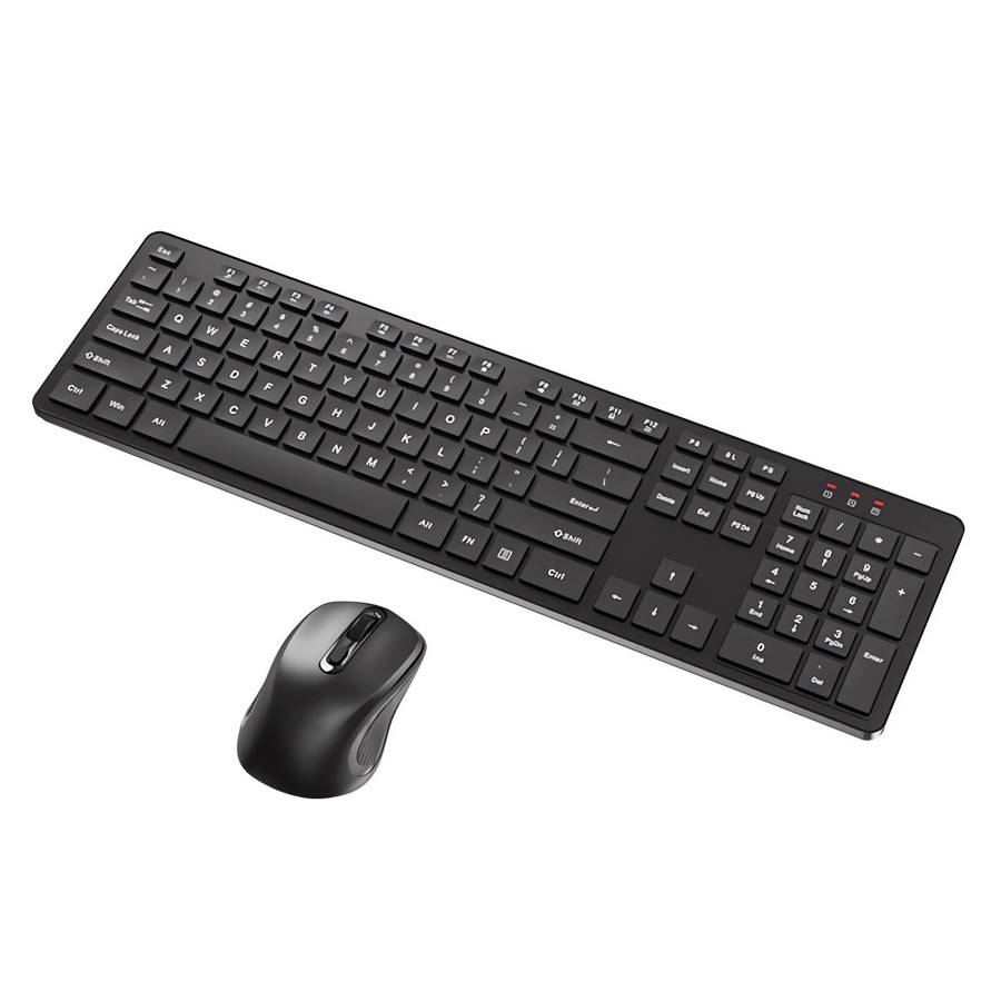 2.4GHz Full Size Wireless Keyboard and Mouse Combo, Ergonomic Design Compatible with Windows and Linux, 800/1200/1600 DPI - Plug and Play