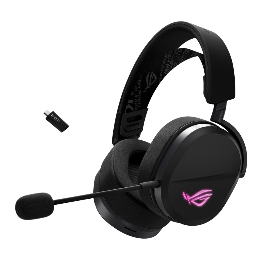ASUS ROG Pelta Wireless Gaming Headset (BT, ROG SpeedNova 2.4GHz, USB-C, Lightweight 309g, 50mm ROG Titanium-Plated Drivers, 10mm Super-Wideband Mic, RGB, 70HR Battery, For PC, Switch, PS5)- Black