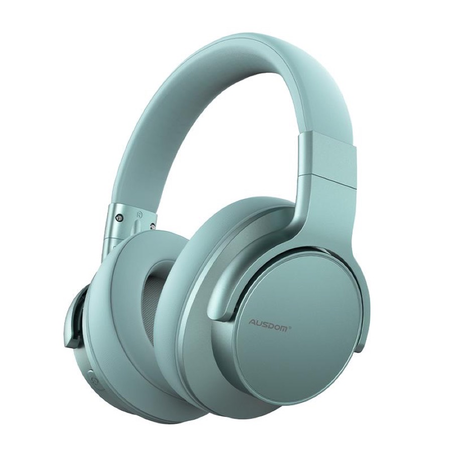 AUSDOM E7 Bluetooth Noise Cancelling Headphones: Wireless Over Ear ANC Headphones with Microphone, 50H Playtime, Hi-Fi Stereo Sound, Deep Bass, Comfort Earpads for Travel Work Home Office Green