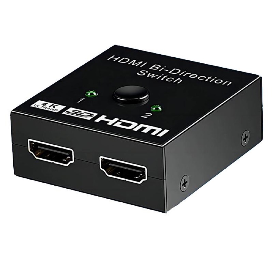 Kirzi HDMI Switch 4K@60Hz Bi-Directional HDMI Splitter 2 in 1 Out Switcher with UHD 3D HDR, Compatible with PS5, PS4, Xbox Series X/S, Roku, Fire Stick, Black