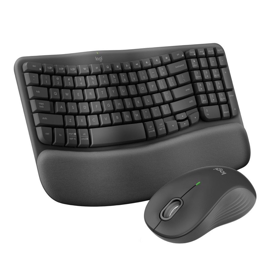 Logitech Wave Keys MK670 Combo, Wireless Ergonomic Keyboard with Signature M550 L Wireless Mouse, Comfortable Natural Typing, Bluetooth, Logi Bolt, for Multi-OS, Windows/Mac