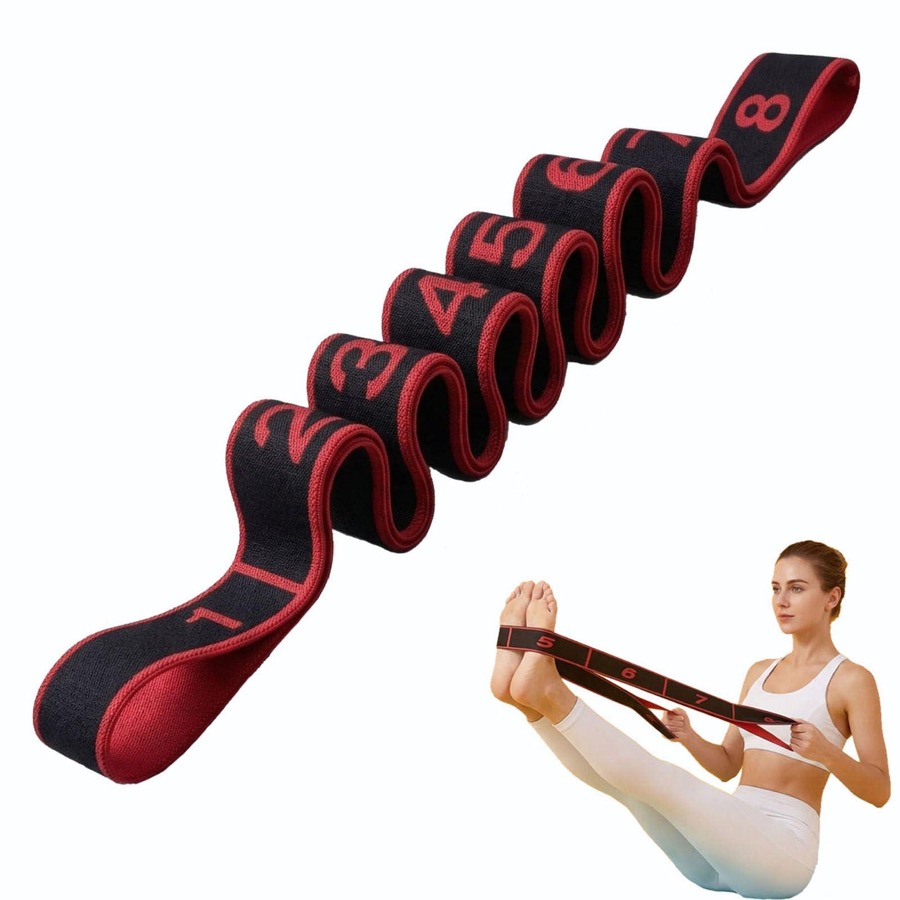 Resistance Bands 8-Section Exercise Bands Numbered Elastic Fitness Band for Working Out, Leg Glutes Stretching and Yoga Home Gym Fitness Equipment (Black, 35.4 Inch)
