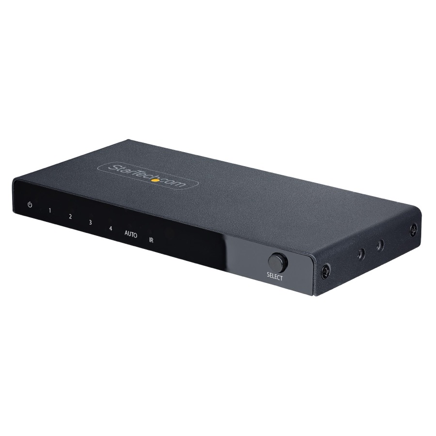 StarTech.com 4-Port 8K HDMI Switch - HDMI 2.1 Switcher 4K 120Hz HDR10+, 8K 60Hz UHD, HDMI Switch 4 In 1 Out - Auto/Manual Source Switching - Power Adapter and Remote Included (4PORT-8K-HDMI-SWITCH)