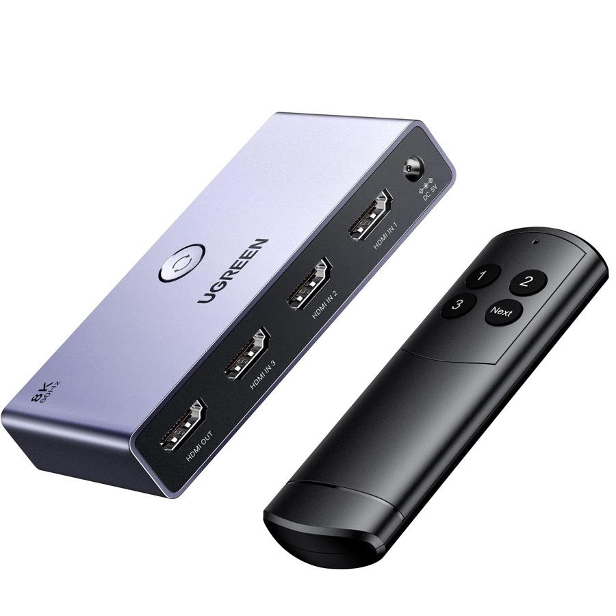 UGREEN HDMI 2.1 Switch Aluminum Ultra HD 8K@60Hz 3 in 1 Out HDMI Splitter with Remote Switcher Box Support 3D CEC HDR HDCP2.3 Compatible with PS4/3 Xbox Nintendo Switch Roku TV Fire Stick